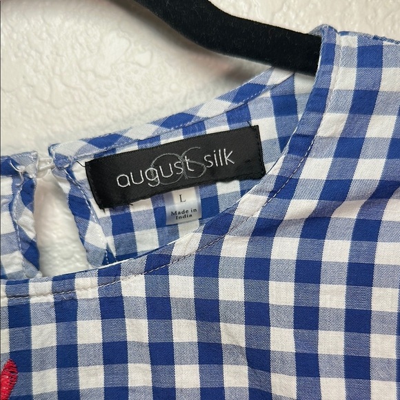 Blue Gingham Top with Red Embroidery L - Picture 4 of 6